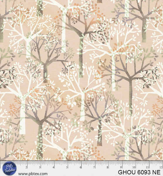 Golden Hour Natural Allover Trees Cotton 44/45 Fabric Per Yard