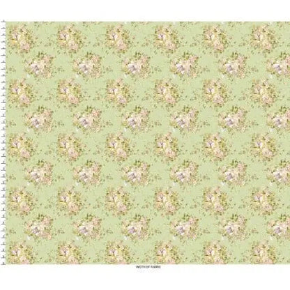 Green Beautiful Bouquet Cotton 44"/45" Fabric Per Yard
