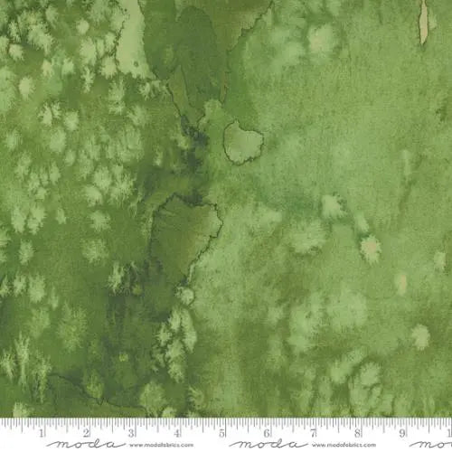Green Fern Flow Basic Watercolor Painting 44"/45" Fabric Per Yard