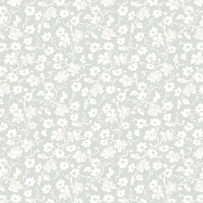 Green Packed Ditsy La Fleur Flannel Cotton 42"/43" Fabric Per Yard
