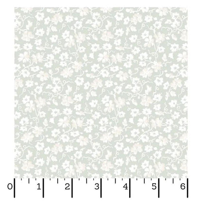 Green Packed Ditsy La Fleur Flannel Cotton 42"/43" Fabric Per Yard