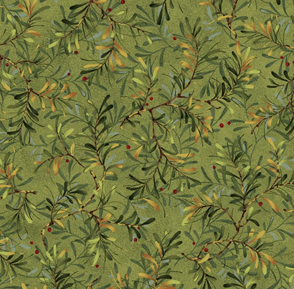 Green Pine Boughs Moss Cotton Wideback Fabric - ( 1 3/4 Yard Pack )