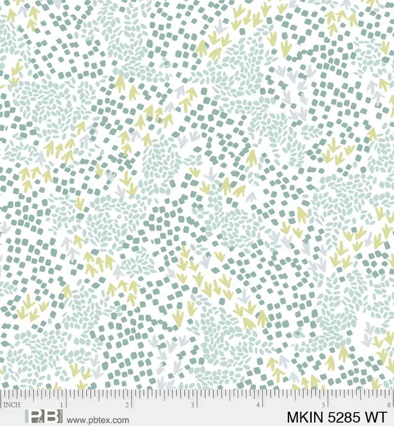 Green Teal Mystical Kingdom Ditzy Floral Pattern 44"/45" Fabric Per Yard