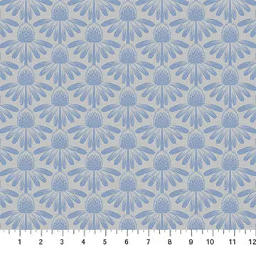 Grey Blue Echinacea Indelible by Anna Maria for Northcott Cotton 44"/45" Fabric Per Yard