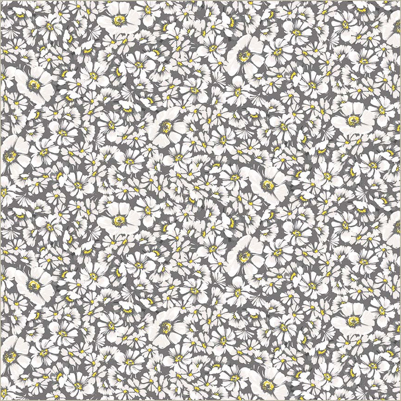 Grey Verona Allegra Blooms Cotton 44/45 Fabric Per Yard