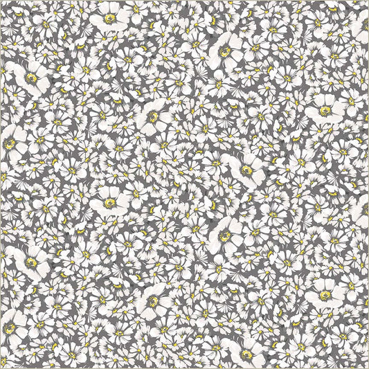 Grey Verona Allegra Blooms Cotton 44/45 Fabric Per Yard