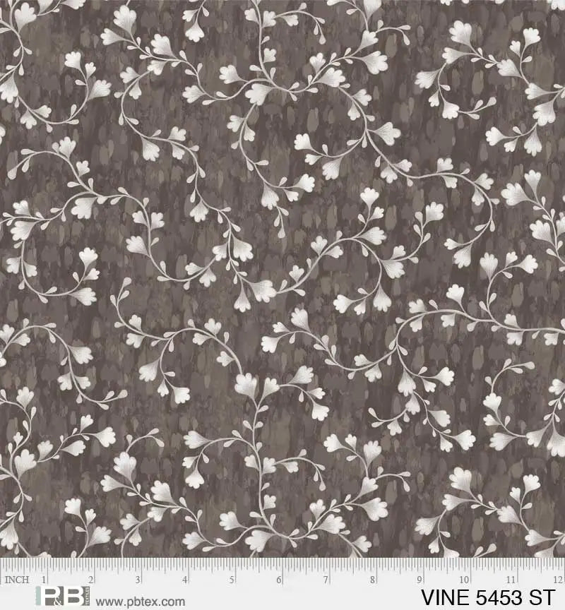 Grey Vine Scroll Cotton Wideback Fabric per yard