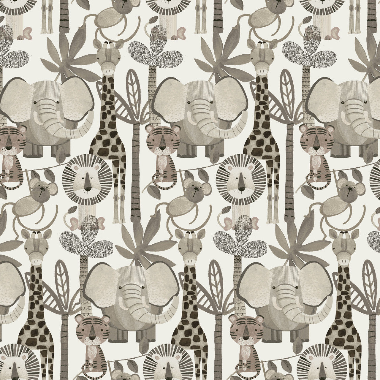 Jungle Romp Directional Animals Beige 43"/44" Fabric Per Yard