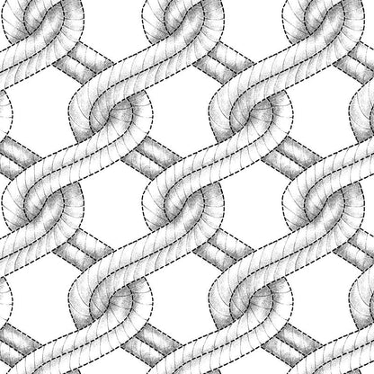 White/Black Twisted Rope Stitched Braid Cotton Wideback Fabric Per Yard