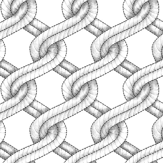 White/Black Twisted Rope Stitched Braid Cotton Wideback Fabric Per Yard