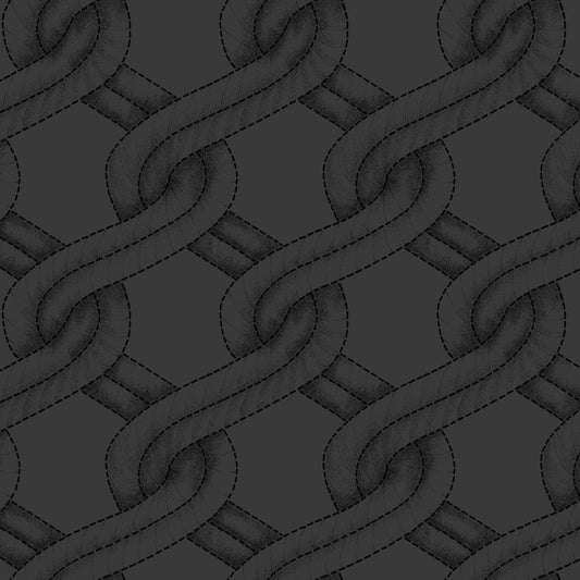 Charcoal/Black Twisted Rope Stitched Braid Cotton Wideback Fabric Per Yard
