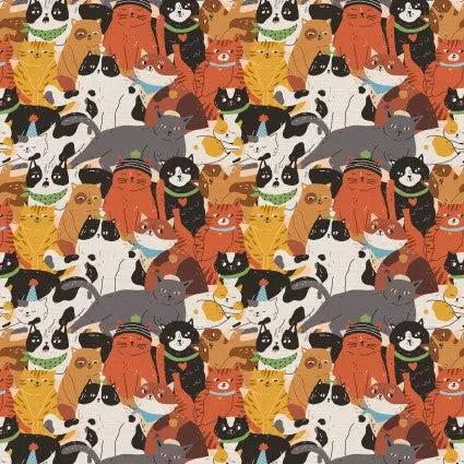 Here Kitty, Kitty Cat Faces 43"/44" Fabric Per Yard