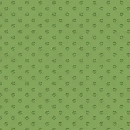 Here Kitty, Kitty Polka Paws Green 43"/44" Fabric Per Yard