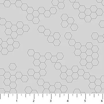 Hexies Gray Pigment Dewfall Cotton 44"/45" Fabric Per Yard