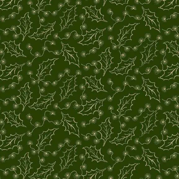 Hunter Green Holly Cozy Christmas Cotton Wideback Fabric - ( 1 5/8 Yard Pack )