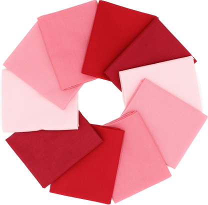 Supreme Solids - Fat Quarter Bundle - 10 pack (Shades of Pink & Red)