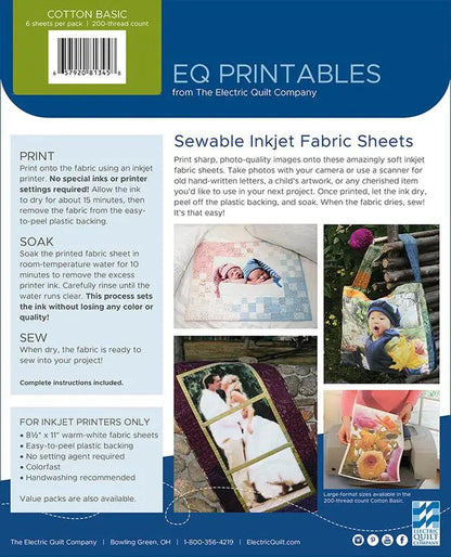 Inkjet Cotton Sheets by Electric Quilt - 6 count 8.5x11