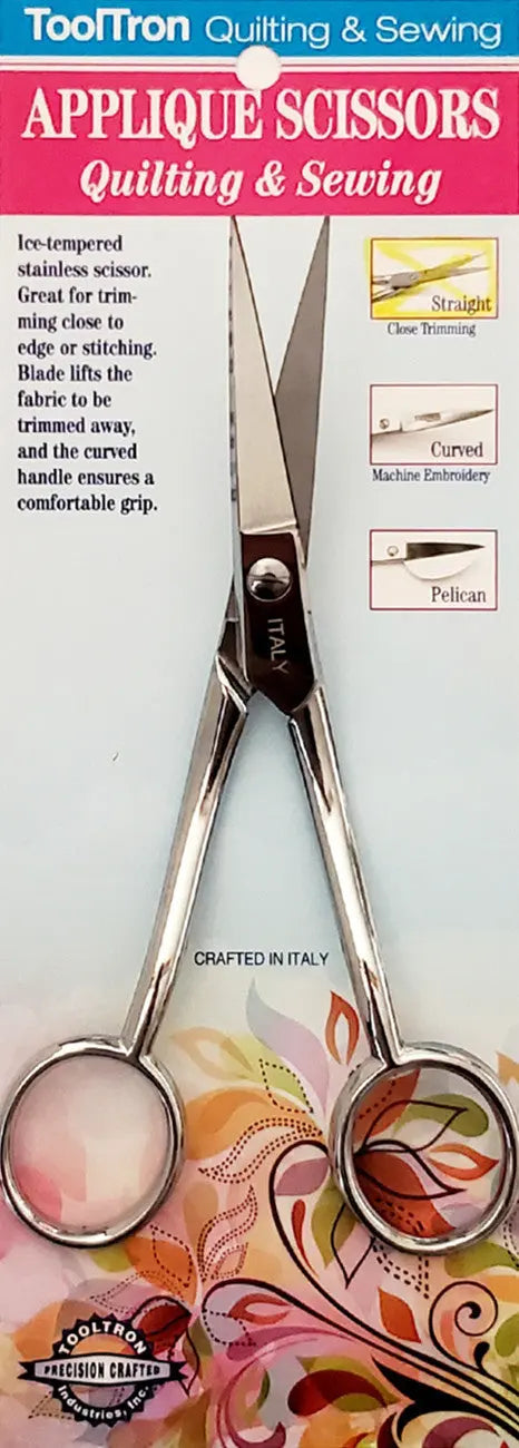 Italian Applique Scissors Straight Bent 6in