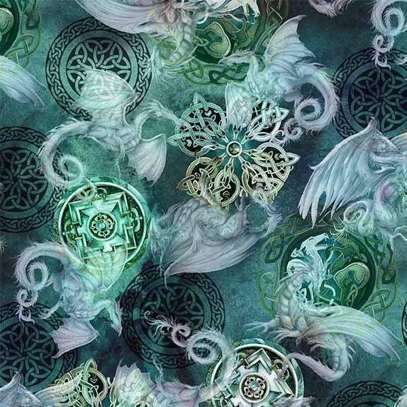 Jade Night Sky Dragon Cotton 43"/44" Fabric Per Yard