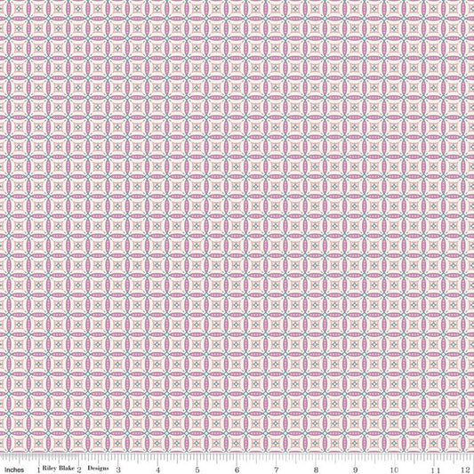 Juju's Petals Mosaic Lilac Cotton 43"/44" Fabric Per Yard