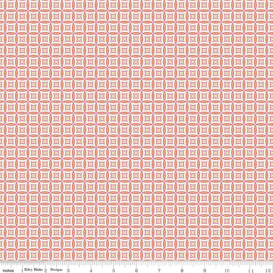 Juju's Petals Mosaic Orange Cotton 43"/44" Fabric Per Yard