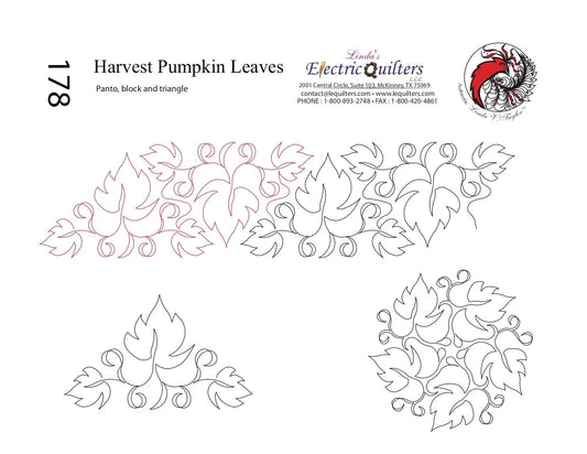 178 Harvest Pumpkin Leaves Pantograph with Blocks by Linda V. Taylor