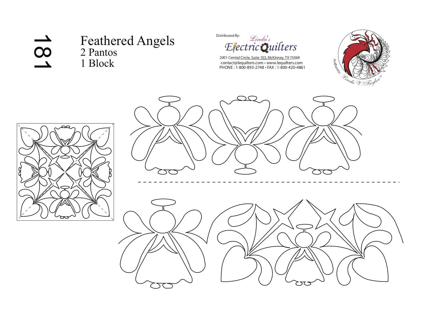 181 Feathered Angels Pantograph with Blocks by Linda V. Taylor