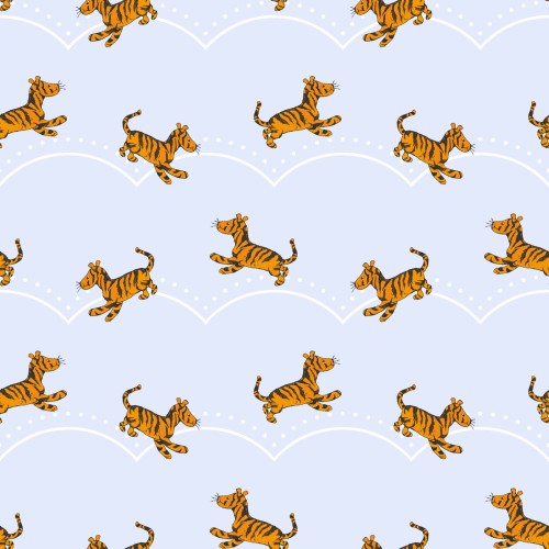 Light Blue Classic Winnie Tigers Cotton 43"/44" Fabric Per Yard