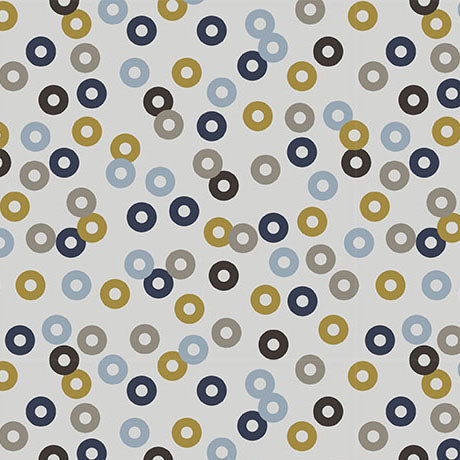 Light Gray Modern Refinement Circle Geo Toss Cotton 43"/44" Fabric Per Yard