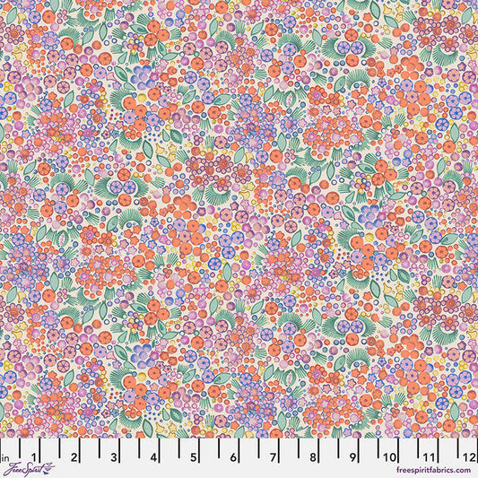 Little Meadow Coral Flourish And Bloom 44"/45" Cotton Fabric Per Yard