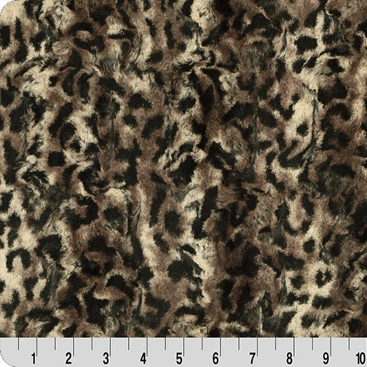 Taupe/Black Luxe Cuddle Bobcat 52"/57" Fabric per yard