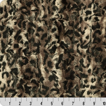 Taupe/Black Luxe Cuddle Bobcat 52"/57" Fabric per yard