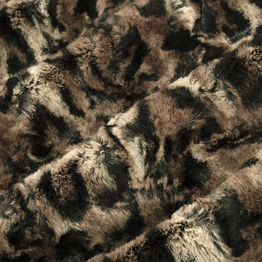 Taupe/Black Luxe Cuddle Bobcat 52"/57" Fabric per yard