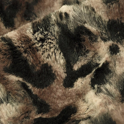 Taupe/Black Luxe Cuddle Bobcat 52"/57" Fabric per yard
