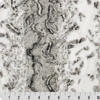 Luxe Cuddle Snowy Owl Charcoal 58" - 60" Fabric per yard