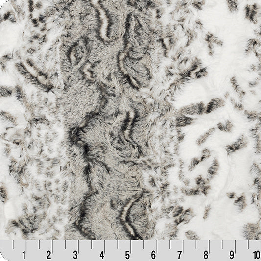 Luxe Cuddle Snowy Owl Charcoal 58" - 60" Fabric per yard