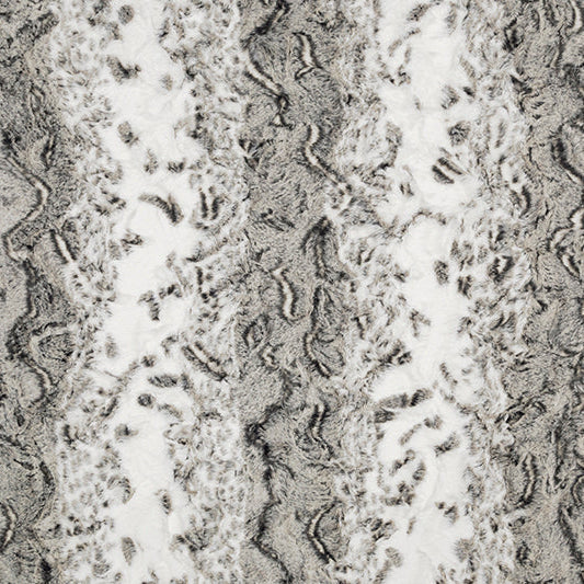 Luxe Cuddle Snowy Owl Charcoal 58" - 60" Fabric per yard