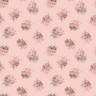 Small Bouquet Pink Meadow Blush 43"/44" Cotton Fabric Per Yard
