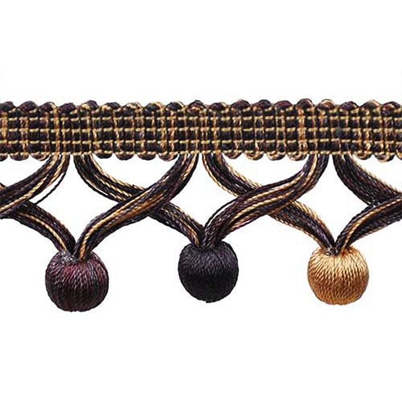 MIlante Collection - 1 3/4" Length BALL FRINGE (25 Yard Roll) - BF-1481-26/61 Purple and Mocha