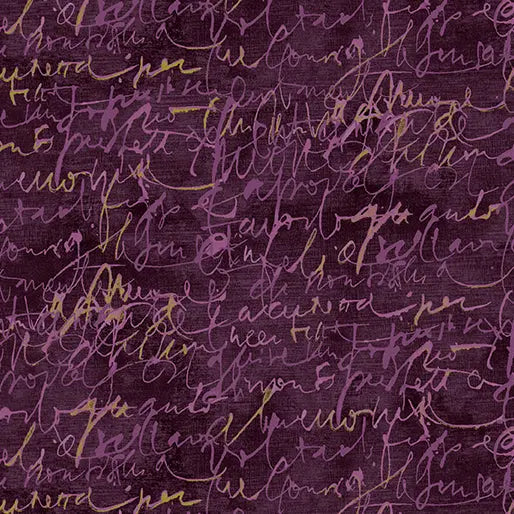 Mauve Fluidity Script Small Cotton 44/45" Fabric Per Yard