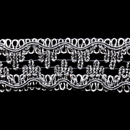 Metallic Braid Trim - 1 1/2" Width (25 Yard Roll) - PB-107-11 Silver
