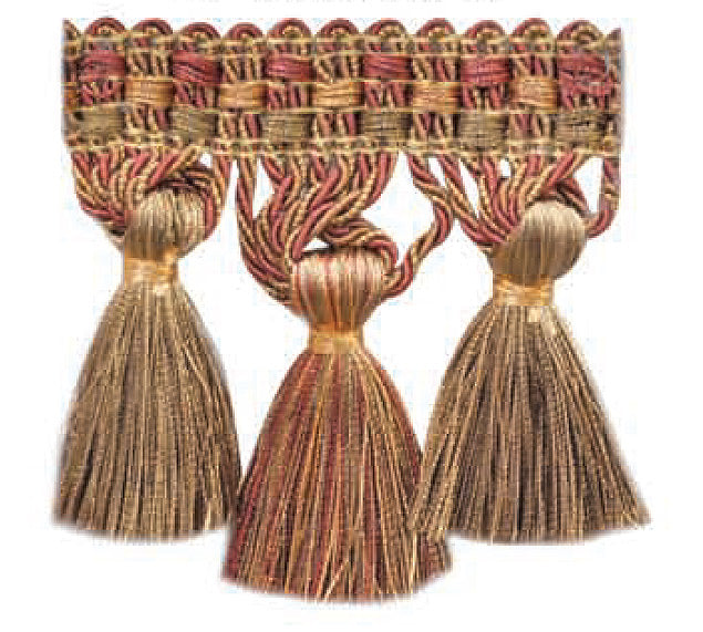 Milante Collection - 4" Tassel Fringe (25 Yard Roll) - BF-1479-81/17 Copper and Wine Red