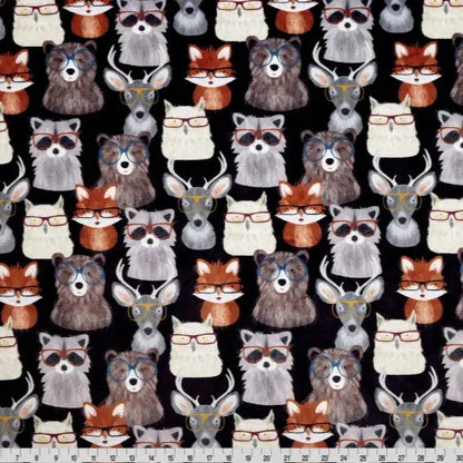 Multi Black Nature Nerds Digital Cuddle Black Fabric - ( 5/8 Yard Pack )