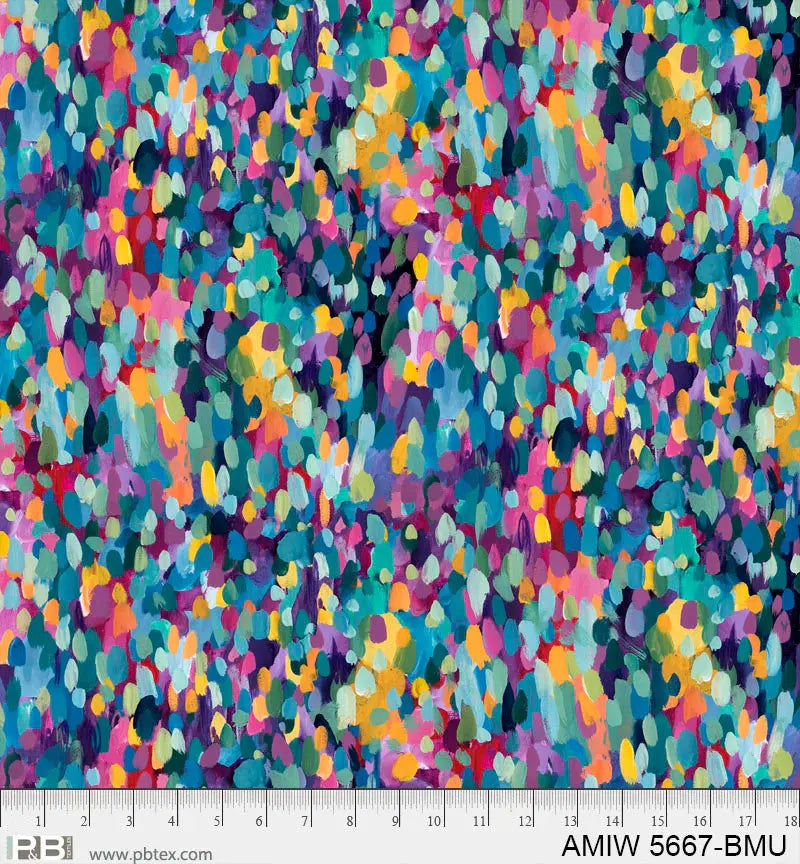 Multi Blue Amira Cotton Wideback Fabric per yard