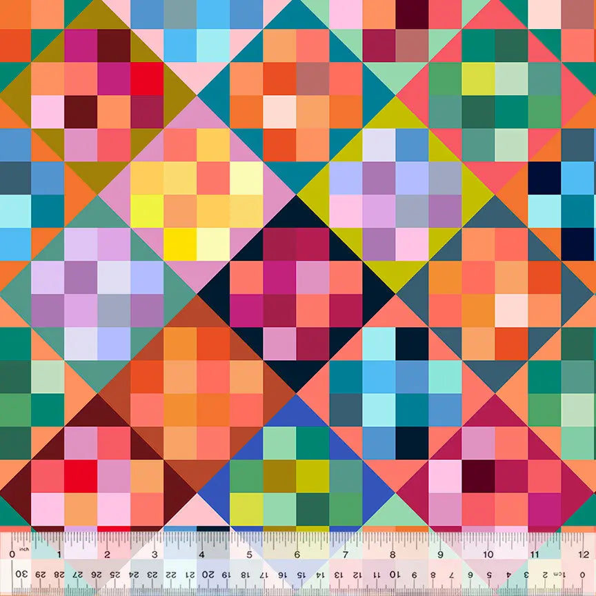 Multi Colorblock Cotton Wideback Fabric per yard