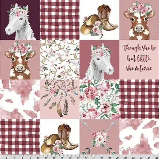 Multi Cowgirl Digital Cuddle Rosewater Fabric - ( 1 5/8 Yard Pack )