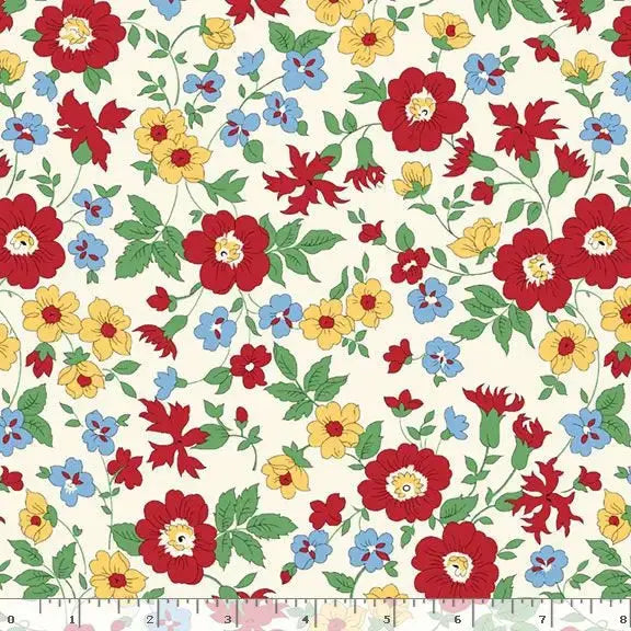 Multi Flowers Cotton Wideback Fabric Per Yard