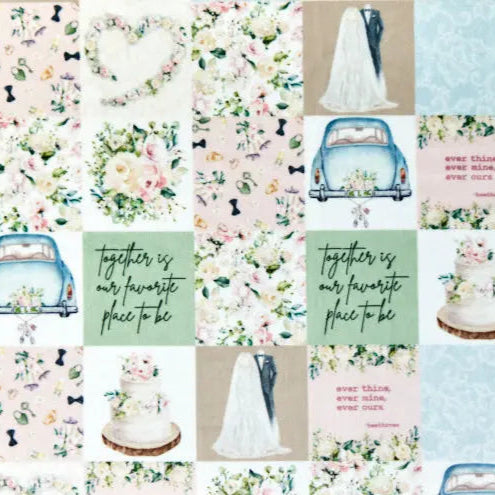 Multi The Vow Digital Cuddle Rosewater Fabric per yard