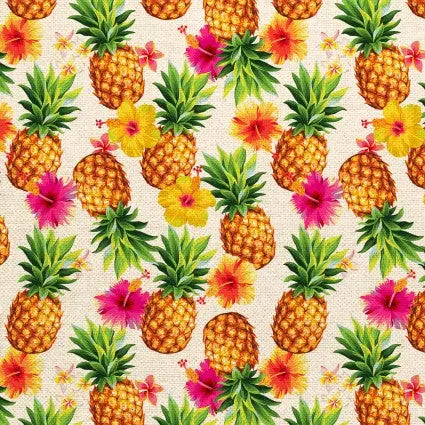 Multi Tropicana Pineapple Toss Canvas Wideback Fabric Per Yard