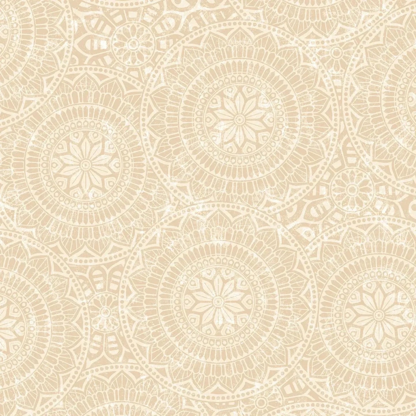Natural Vespa Tossed Mandalas Cotton Wideback Fabric